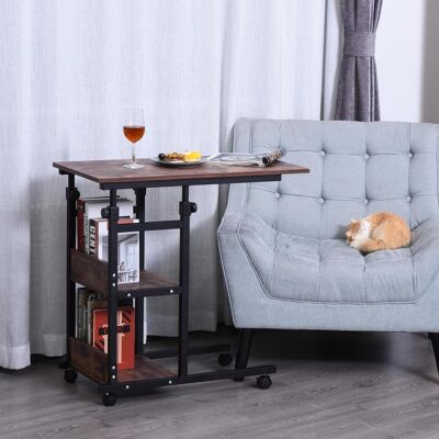 OEM Beistelltisch Mit Rollen Höhenverstellbarer Couchtisch 80x40x72-82 Cm Schwarz Metall 2 Regale Für Wohnzimmer & Home Office - Publicité OEM Beistelltisch Mit Rollen Höhenverstellbarer Couchtisch 80x40x72-82 Cm Schwarz Metall 2 Regale Für Wohnzimmer & Home Office - Publicité