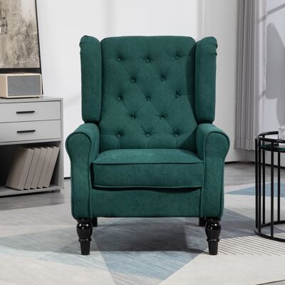 OEM Fauteuil De Salon Capitonné Style Classique - Assise Large, Pieds En Bois, Grand Confort, 74x86x102cm, Vert - Publicité OEM Fauteuil De Salon Capitonné Style Classique - Assise Large, Pieds En Bois, Grand Confort, 74x86x102cm, Vert - Publicité