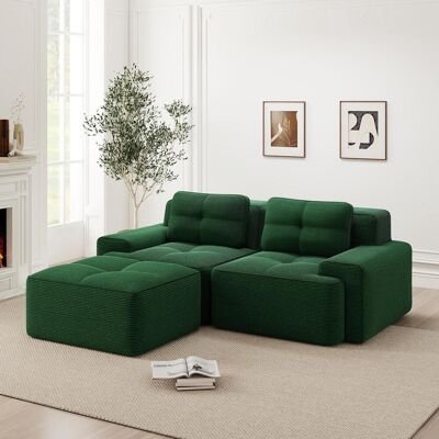 OEM Canapé Modulable Sans Structure, Canapé D'Angle Moderne En L Pour Salon Avec Assise Profonde, Canapé Confortable En Velours Côtelé Avec Pouf, Canapé-lit Deux Places Capitonné, Vert - Publicité OEM Canapé Modulable Sans Structure, Canapé D'Angle Moderne En L Pour Salon Avec Assise Profonde, Canapé Confortable En Velours Côtelé Avec Pouf, Canapé-lit Deux Places Capitonné, Vert - Publicité