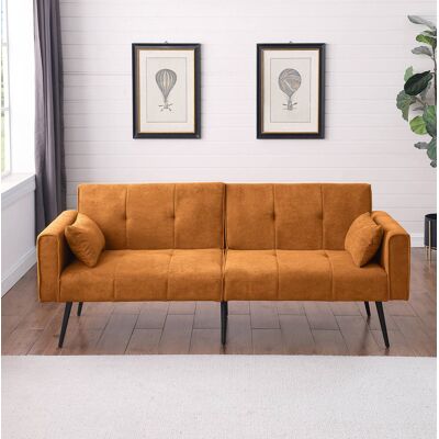 BEAOK Canapé En Tissu Orange Avec Pieds En Métal - Publicité BEAOK Canapé En Tissu Orange Avec Pieds En Métal - Publicité