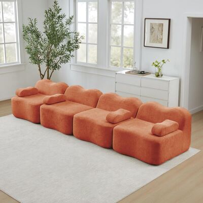 OEM Ce Canapé Modulaire Quatre Places Sans Structure Présente Un Design Ondulé, Une Mousse Haute Densité 32d, Une Assise Profonde Et Des Accoudoirs Réglables, - Publicité OEM Ce Canapé Modulaire Quatre Places Sans Structure Présente Un Design Ondulé, Une Mousse Haute Densité 32d, Une Assise Profonde Et Des Accoudoirs Réglables, - Publicité