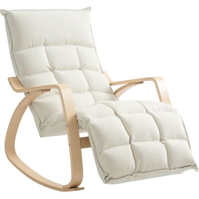 DEVOKO Fauteuil Bascule Crème 67x106-123x92cm Rocking Chair Repose-pieds Ajustable Pieds Bois Bouleau - Publicité DEVOKO Fauteuil Bascule Crème 67x106-123x92cm Rocking Chair Repose-pieds Ajustable Pieds Bois Bouleau - Publicité