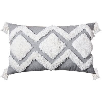 OEM Housse De Coussin Bohème Tissée À Franges, Style Gris/blanc, Coton, (gris Sur Blanc, 30x50 Cm) - Publicité OEM Housse De Coussin Bohème Tissée À Franges, Style Gris/blanc, Coton, (gris Sur Blanc, 30x50 Cm) - Publicité