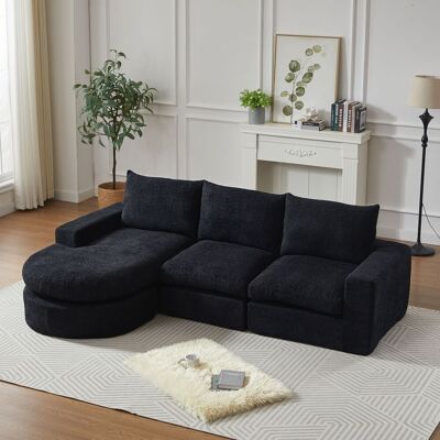 ACKERMAN Canapé En Chenille Avec Éléments Incurvés Et Méridienne, Entièrement Compressé Et Sans Structure, Canapé D'Angle Modulable Avec Méridienne En L, Canapé En Mousse Compressée, Aucun Assemblage Requis - Publicité ACKERMAN Canapé En Chenille Avec Éléments Incurvés Et Méridienne, Entièrement Compressé Et Sans Structure, Canapé D'Angle Modulable Avec Méridienne En L, Canapé En Mousse Compressée, Aucun Assemblage Requis - Publicité