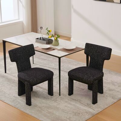 ACKERMAN Lot De 2 Fauteuils D'Appoint En Chenille Moderne Avec Pieds En Bois De Caoutchouc, Fauteuils Sans Accoudoirs À Dossier Incurvé Pour Salon, Chambre, Restaurant, Café, Salle À Manger Et Réception, Noir- - Publicité ACKERMAN Lot De 2 Fauteuils D'Appoint En Chenille Moderne Avec Pieds En Bois De Caoutchouc, Fauteuils Sans Accoudoirs À Dossier Incurvé Pour Salon, Chambre, Restaurant, Café, Salle À Manger Et Réception, Noir- - Publicité