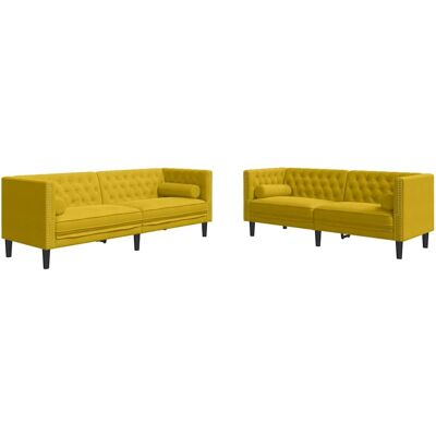 Maison Exclusive - Ensemble De Canapé Chesterfield Et Traversins 2 Pcs Velours - Publicité Maison Exclusive - Ensemble De Canapé Chesterfield Et Traversins 2 Pcs Velours - Publicité