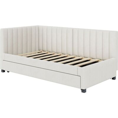 VIVACASA Lit De Jour Capitonné 90x200 Avec Lit Gigogne, Canapé-lit Velours Style Moderne Beige Gris - Publicité VIVACASA Lit De Jour Capitonné 90x200 Avec Lit Gigogne, Canapé-lit Velours Style Moderne Beige Gris - Publicité