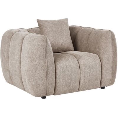 BELIANI Fauteuil Rembourré En Tissu Hydrofuge Avec Pieds En Bois Meuble De Salon Taupe Ness - Publicité BELIANI Fauteuil Rembourré En Tissu Hydrofuge Avec Pieds En Bois Meuble De Salon Taupe Ness - Publicité