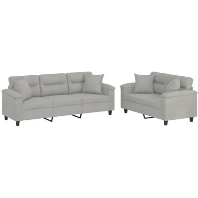 Maison Exclusive - Ensemble De Canapés 2 Pcs Coussins Gris Clair Tissu Microfibre - Publicité Maison Exclusive - Ensemble De Canapés 2 Pcs Coussins Gris Clair Tissu Microfibre - Publicité