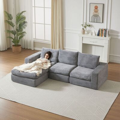 ACKERMAN Boneless Couch With Chaise, L-förmiges Modernes Gepolstertes Sofa Aus Cord Mit Drei Kissen, Cord-sofa Für Wohn- Und Schlafzimmer, Keine Montage Erforderlich(w3349s00016) - Publicité ACKERMAN Boneless Couch With Chaise, L-förmiges Modernes Gepolstertes Sofa Aus Cord Mit Drei Kissen, Cord-sofa Für Wohn- Und Schlafzimmer, Keine Montage Erforderlich(w3349s00016) - Publicité