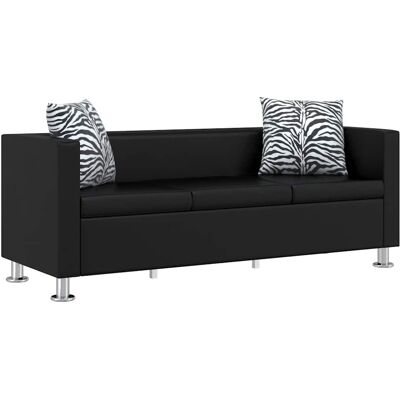 DESIGN IN Canapé Sofa À 3 Places Cuir Artificiel Noir - Publicité DESIGN IN Canapé Sofa À 3 Places Cuir Artificiel Noir - Publicité