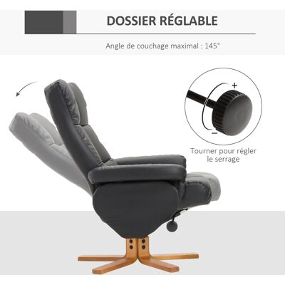OEM Homcom Fauteuil Relax Inclinable Repose-pieds Pouf Coffre Rangement Similicuir Noir - Publicité OEM Homcom Fauteuil Relax Inclinable Repose-pieds Pouf Coffre Rangement Similicuir Noir - Publicité