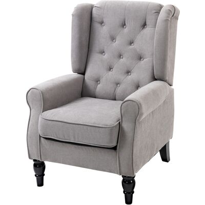 OEM Fauteuil Capitonné Large Bois Classique 74x86x102 Cm Gris - Publicité OEM Fauteuil Capitonné Large Bois Classique 74x86x102 Cm Gris - Publicité