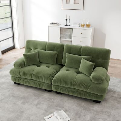 LEMONBEST Canapé 2 Places Effet Nuage, Canapé Salon Confortable Avec 4 Coussins - Assise Profonde - Structure Bois Massif - Chenille Vert - Publicité LEMONBEST Canapé 2 Places Effet Nuage, Canapé Salon Confortable Avec 4 Coussins - Assise Profonde - Structure Bois Massif - Chenille Vert - Publicité