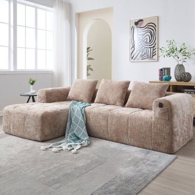 SEYAKANY Canapé D'Angle, 250x158x60 Cm, Canapé En L, Canapé 3 Places, Livré Monté, Chenille, Avec Méridienne Et Accoudoirs, 3 Coussins, Poche Latérale, Kaki - Publicité SEYAKANY Canapé D'Angle, 250x158x60 Cm, Canapé En L, Canapé 3 Places, Livré Monté, Chenille, Avec Méridienne Et Accoudoirs, 3 Coussins, Poche Latérale, Kaki - Publicité
