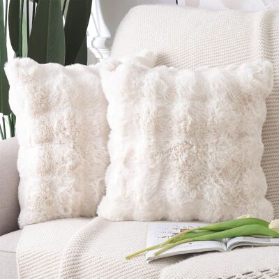 Vision Lot De 2 Doux Peluche Laine Courte Toison Décoratif Housses De Coussin Luxe Style Pour Canapé Chambre Blanc Crème 45 X 45 Cm - Publicité Vision Lot De 2 Doux Peluche Laine Courte Toison Décoratif Housses De Coussin Luxe Style Pour Canapé Chambre Blanc Crème 45 X 45 Cm - Publicité