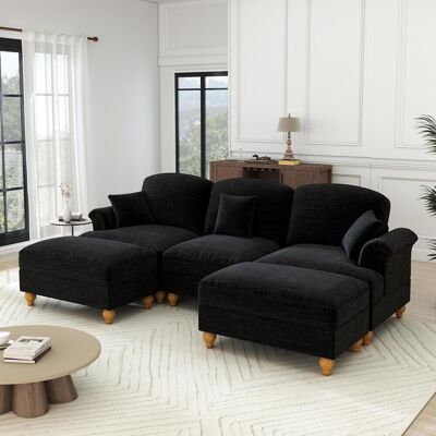 OEM Canapé Classique Modulaire En Chenille En Forme De U Avec Accoudoirs En Forme D'Entonnoir, Ourlet Plissé Amovible, - Publicité OEM Canapé Classique Modulaire En Chenille En Forme De U Avec Accoudoirs En Forme D'Entonnoir, Ourlet Plissé Amovible, - Publicité