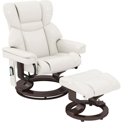 OEM Fauteuil Inclinable Avec Fonction Massage Et Repose-pieds, Fauteuil Lounge, Similicuir, 79 X 82 X 101 Cm, Blanc Crème - Publicité OEM Fauteuil Inclinable Avec Fonction Massage Et Repose-pieds, Fauteuil Lounge, Similicuir, 79 X 82 X 101 Cm, Blanc Crème - Publicité