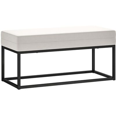 OEM Banc D'Entrée Moderne En Acier, Mousse Et Tissu Velours Avec Pieds Réglables, 94 X 42 X 44 Cm, Crème - Publicité OEM Banc D'Entrée Moderne En Acier, Mousse Et Tissu Velours Avec Pieds Réglables, 94 X 42 X 44 Cm, Crème - Publicité