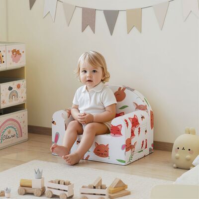 OEM Fauteuil Enfant Avec Canapé Imprimé Renard Pour Enfants De 18 À 36 Mois, Housse Amovible Et Poche, 54 X 40 X 43 Cm, Blanc - Publicité OEM Fauteuil Enfant Avec Canapé Imprimé Renard Pour Enfants De 18 À 36 Mois, Housse Amovible Et Poche, 54 X 40 X 43 Cm, Blanc - Publicité
