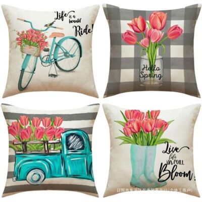 Bunthaus Lot De 4 Housses De Coussin Extérieur, Imperméable, Lin Moderne, 45x45 Cm, Motif Fleurs Printanières, Décor Canapé, Jardin - Publicité Bunthaus Lot De 4 Housses De Coussin Extérieur, Imperméable, Lin Moderne, 45x45 Cm, Motif Fleurs Printanières, Décor Canapé, Jardin - Publicité