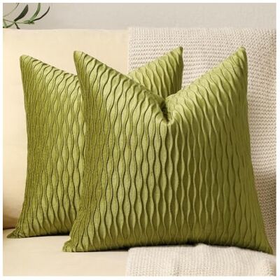 OEM Taies D'Oreiller Vert Mousse 22x22 : Lot De 2, Taies D'Oreiller Décoratives Carrées En Velours Rayé Original, Adaptées Aux Canapés De Style Campagnard. Publicité OEM Taies D'Oreiller Vert Mousse 22x22 : Lot De 2, Taies D'Oreiller Décoratives Carrées En Velours Rayé Original, Adaptées Aux Canapés De Style Campagnard. Publicité