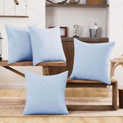 OEM Lot De 4 Housse De Coussin Effet Lin, 40x40 Cm, Bleu Clair - Publicité OEM Lot De 4 Housse De Coussin Effet Lin, 40x40 Cm, Bleu Clair - Publicité