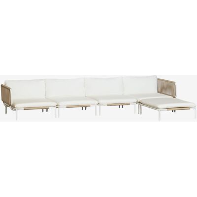 Ensemble De Jardin Avec Canapé Modulaire 4 Pièces Comprenant 2 Modules D'Angle Et Un Pouf En Acier Roubly Sklum Beige Amande - Publicité Ensemble De Jardin Avec Canapé Modulaire 4 Pièces Comprenant 2 Modules D'Angle Et Un Pouf En Acier Roubly Sklum Beige Amande - Publicité