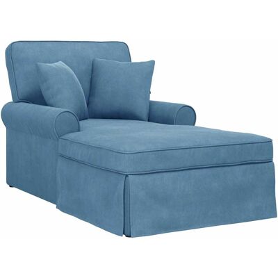 DESIGN IN Chaise Lounge Avec Jupe 3 Pcs Bleu Tissu En Velours Côtelé - Publicité DESIGN IN Chaise Lounge Avec Jupe 3 Pcs Bleu Tissu En Velours Côtelé - Publicité