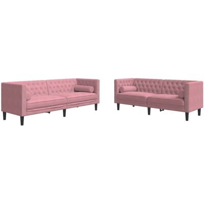 Maison Exclusive - Ensemble De Canapé Chesterfield Et Traversins 2pcs Rose Velours - Publicité Maison Exclusive - Ensemble De Canapé Chesterfield Et Traversins 2pcs Rose Velours - Publicité