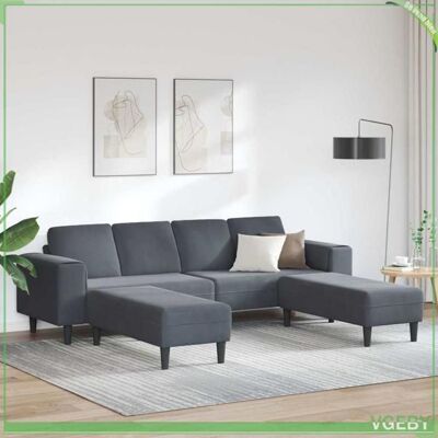 OEM Canapé 4 Places - Faf7291712451614 - Velours Gris Foncé - Dossier Soutien Lombaire - Pieds Coniques - Publicité OEM Canapé 4 Places - Faf7291712451614 - Velours Gris Foncé - Dossier Soutien Lombaire - Pieds Coniques - Publicité