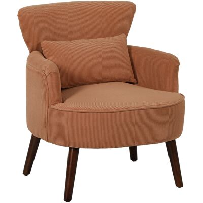 DECOFUN Fauteuil Moderne Avec Accoudoirs, Siège D'Appoint Rembourré Avec Coussin Lombaire, Pieds En Bois D'Hévéa, Orange - Publicité DECOFUN Fauteuil Moderne Avec Accoudoirs, Siège D'Appoint Rembourré Avec Coussin Lombaire, Pieds En Bois D'Hévéa, Orange - Publicité