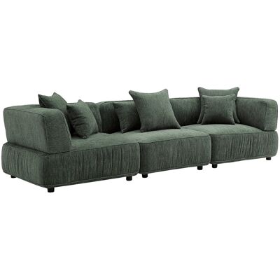 VENTE-UNIQUE Canapé 4 Places Modulable En Tissu Chenille Vert Lelaco - Publicité VENTE-UNIQUE Canapé 4 Places Modulable En Tissu Chenille Vert Lelaco - Publicité