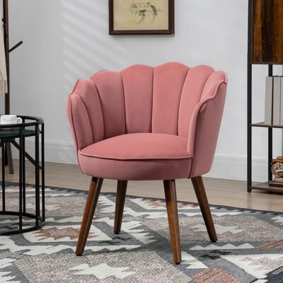 OEM Homcom Fauteuil Coquillage De Salon & Chambre - Dossier & Coussin Aspect Velours, Pieds En Bois D'Hévéa, 66x66x78.5cm, Rose - Publicité OEM Homcom Fauteuil Coquillage De Salon & Chambre - Dossier & Coussin Aspect Velours, Pieds En Bois D'Hévéa, 66x66x78.5cm, Rose - Publicité