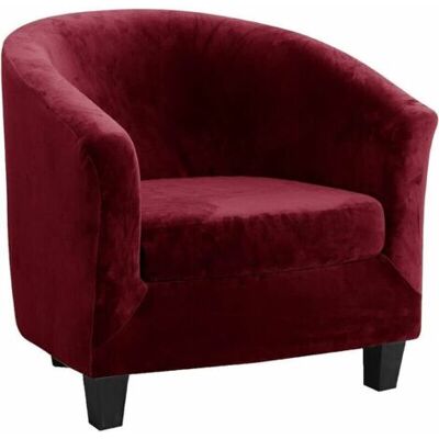SCORPIO Velours Housse De Fauteuil Club Ensemble De Deux Pièces Extensible Salon Cabriolet Tub Chair Avec Housse De Coussin (vin Rouge) - Publicité SCORPIO Velours Housse De Fauteuil Club Ensemble De Deux Pièces Extensible Salon Cabriolet Tub Chair Avec Housse De Coussin (vin Rouge) - Publicité