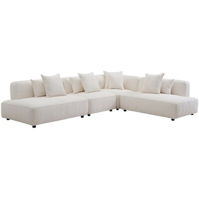 VENTE-UNIQUE Canapé D'Angle Modulable En Tissu Bouclette Blanc Cassé Lelaco - Publicité VENTE-UNIQUE Canapé D'Angle Modulable En Tissu Bouclette Blanc Cassé Lelaco - Publicité