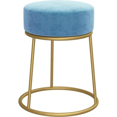 DESIGN IN Tabouret Rond Bleu Clair Velours - Publicité DESIGN IN Tabouret Rond Bleu Clair Velours - Publicité
