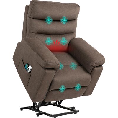 ARRIGONI Fauteuil Releveur Inclinable Avec Repose-pieds Effet Lin 87x92x105 Cm Cafe - Publicité ARRIGONI Fauteuil Releveur Inclinable Avec Repose-pieds Effet Lin 87x92x105 Cm Cafe - Publicité