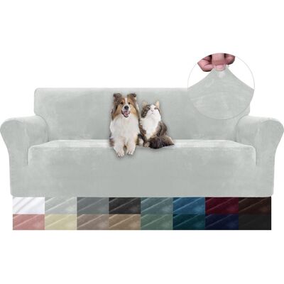 OEM 1 Housse De Canapé, Tissu Velours Extensible, Protection Antidérapante, Pour Salon Avec Animaux, Gris Argent - Publicité OEM 1 Housse De Canapé, Tissu Velours Extensible, Protection Antidérapante, Pour Salon Avec Animaux, Gris Argent - Publicité