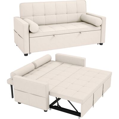 OEM Canapé Convertible 2 Places 3 En 1 Canapé-lit Avec Lit Gigogne Double Dossier Réglable 2 Coussins 80.5x137.5x84cm Beige - Publicité OEM Canapé Convertible 2 Places 3 En 1 Canapé-lit Avec Lit Gigogne Double Dossier Réglable 2 Coussins 80.5x137.5x84cm Beige - Publicité