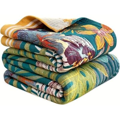 ABYSSE Couverture Bohème En Coton – Motif Hibiscus Doux Pour Canapé Et Lit - Publicité ABYSSE Couverture Bohème En Coton – Motif Hibiscus Doux Pour Canapé Et Lit - Publicité