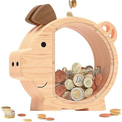 OEM Piggy Bank En Bois Avec Fenêtre Transparente – 25 X 22,5 X 4 Cm, Cadeau Amusant Et Éducatif Pour Les Enfants - Publicité OEM Piggy Bank En Bois Avec Fenêtre Transparente – 25 X 22,5 X 4 Cm, Cadeau Amusant Et Éducatif Pour Les Enfants - Publicité