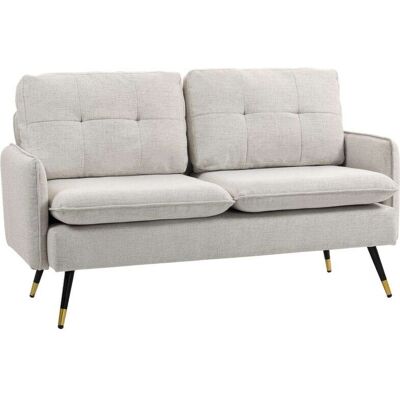 OEM Canapé 2 Places En Crème Avec Coussins, Assise Rembourrée Et Dossier Capitonné - 139 X 68 X 80 Cm Pour Un Salon Moderne - Publicité OEM Canapé 2 Places En Crème Avec Coussins, Assise Rembourrée Et Dossier Capitonné - 139 X 68 X 80 Cm Pour Un Salon Moderne - Publicité