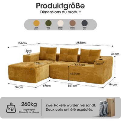 ALLAUVE Canapé D'Angle 258 Cm, Rembourrage Compressé, 3 Coussins - Assise Minimaliste Et Confortable, Parfait Pour Petit Salon Ou Appartement Classique - Publicité ALLAUVE Canapé D'Angle 258 Cm, Rembourrage Compressé, 3 Coussins - Assise Minimaliste Et Confortable, Parfait Pour Petit Salon Ou Appartement Classique - Publicité