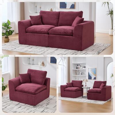 OEM Canapé Minimaliste Moderne En Tissu, Canapé Deux Places Pour Salon, Fauteuil Doux Et Confortable, Avec Coussins, Canapé De Détente De Style Nordique Pour Salon Ou Chambre (velours Côtelé Bordeaux) - Publicité OEM Canapé Minimaliste Moderne En Tissu, Canapé Deux Places Pour Salon, Fauteuil Doux Et Confortable, Avec Coussins, Canapé De Détente De Style Nordique Pour Salon Ou Chambre (velours Côtelé Bordeaux) - Publicité