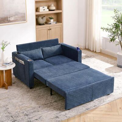 OEM Canapé-lit 2 Places 3 En 1, Minimaliste, Élégant Et Léger, Avec Fonction Transformable Par Glissement, Chargement Usb, Idéal Pour La Sieste, Bleu Marine - Publicité OEM Canapé-lit 2 Places 3 En 1, Minimaliste, Élégant Et Léger, Avec Fonction Transformable Par Glissement, Chargement Usb, Idéal Pour La Sieste, Bleu Marine - Publicité