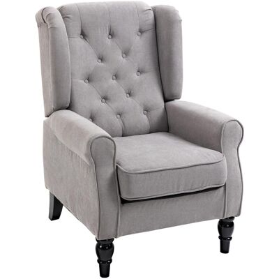 OEM Fauteuil Homcom, Fauteuil À Oreilles Avec Coussins, Capitonné, Fauteuil À Dossier Haut Avec Pieds En Bois, Fauteuil Relaxant Pour Salon, Chambre, Gris - Publicité OEM Fauteuil Homcom, Fauteuil À Oreilles Avec Coussins, Capitonné, Fauteuil À Dossier Haut Avec Pieds En Bois, Fauteuil Relaxant Pour Salon, Chambre, Gris - Publicité