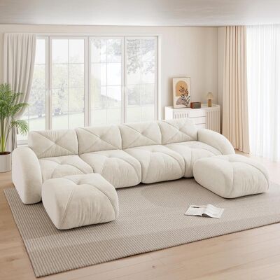 OEM Canapé Modulaire En Forme De U, Canapé Sans Cadre, Ensemble De Canapé Quatre Places, Comprend Deux Repose-pieds, Convient Aux Salons, Tissu Confortable, Conception Antidérapante, - Publicité OEM Canapé Modulaire En Forme De U, Canapé Sans Cadre, Ensemble De Canapé Quatre Places, Comprend Deux Repose-pieds, Convient Aux Salons, Tissu Confortable, Conception Antidérapante, - Publicité