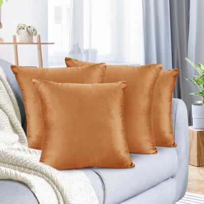 OEM Taies D'Oreiller Carrées En Velours Uni, Douces Et Décoratives, Idéales Pour Les Canapés, 61 X 61 Cm, Couleur Orange Rouille, Lot De 4 - Publicité OEM Taies D'Oreiller Carrées En Velours Uni, Douces Et Décoratives, Idéales Pour Les Canapés, 61 X 61 Cm, Couleur Orange Rouille, Lot De 4 - Publicité