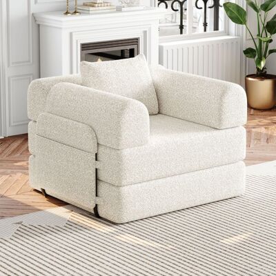 ALLAUVE Canapé Convertible Chenille 2 Places Avec Espace De Rangement Intégré Dans L'Accoudoir, Trois Structures Métalliques Et Multiples Agencements - Publicité ALLAUVE Canapé Convertible Chenille 2 Places Avec Espace De Rangement Intégré Dans L'Accoudoir, Trois Structures Métalliques Et Multiples Agencements - Publicité